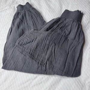 THE GREAT. Green Moss Textured Harem Pants XS